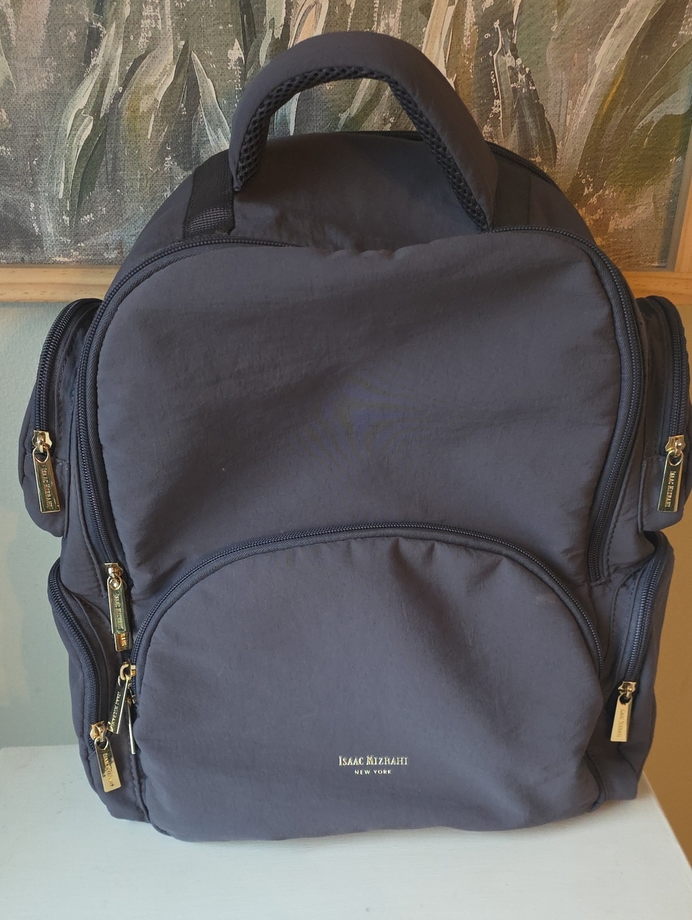 Isaac Mizrahi New York Nylon Travel Backpack | Slate Gray | Excellent Condition